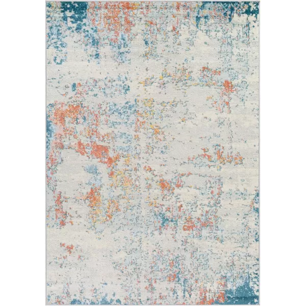 Livabliss Arti Modern Abstract Area Rug 53quot x 73quot Medium GrayTealCoral