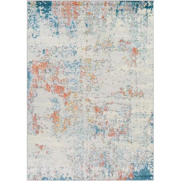 Livabliss Arti Modern Abstract Area Rug 53quot x 73quot Medium GrayTealCoral