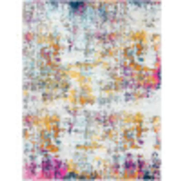 Livabliss Arti Modern Abstract Area Rug 53quot x 73quot Medium GrayYellowPink