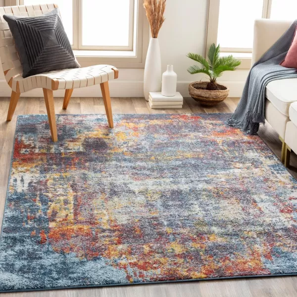 Livabliss Eira Modern Abstract Area Rug 52quot x 7 BlueOrangeBlue  Orange