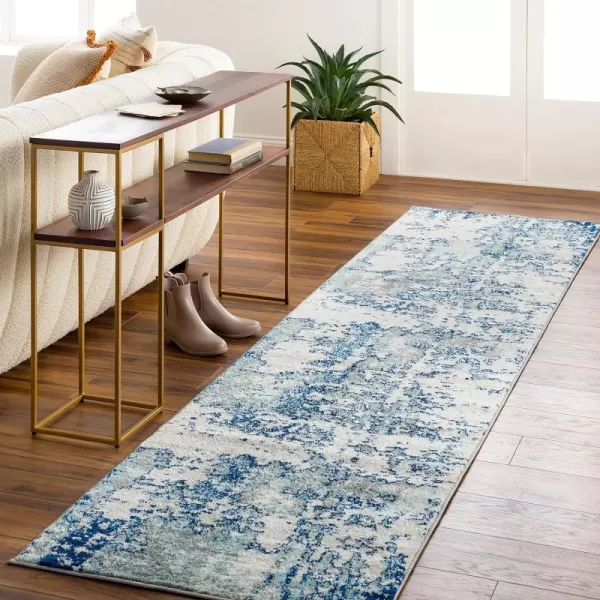 Livabliss Arti Modern Abstract Area Rug 53quot x 73quot Medium GrayDark BlueAqua