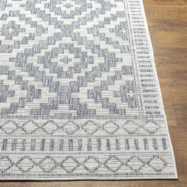 imageLivabliss Sawyer Boho Diamond Outdoor Area Rug 53quot x 7 KhakiBlue