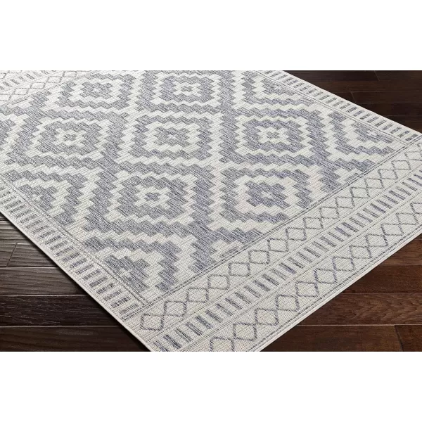 imageLivabliss Sawyer Boho Diamond Outdoor Area Rug 53quot x 7 KhakiBlue