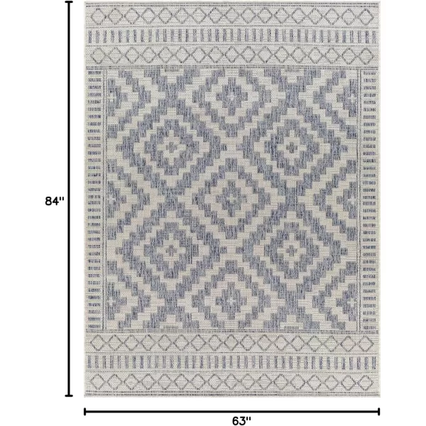 imageLivabliss Sawyer Boho Diamond Outdoor Area Rug 53quot x 7 KhakiBlue