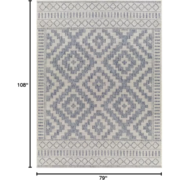 imageLivabliss Sawyer Boho Diamond Outdoor Area Rug 53quot x 7 KhakiBlue