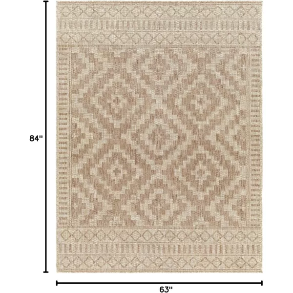 imageLivabliss Sawyer Boho Diamond Outdoor Area Rug 53quot x 7 KhakiCamel