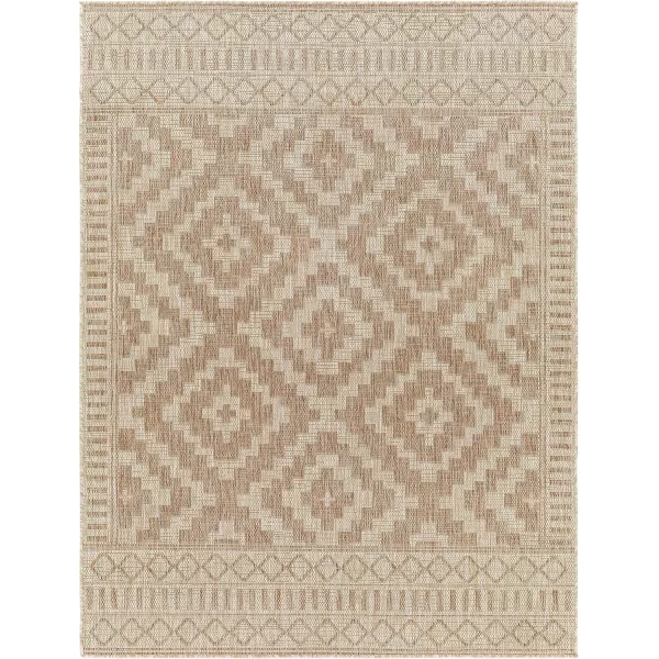 imageLivabliss Sawyer Boho Diamond Outdoor Area Rug 53quot x 7 KhakiCamel