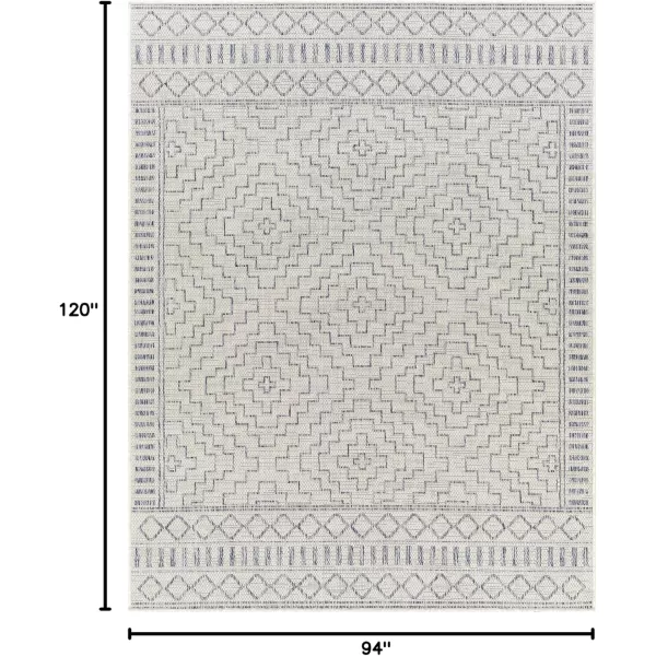 imageLivabliss Sawyer Boho Diamond Outdoor Area Rug 53quot x 7 KhakiCreamBlue