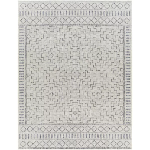 imageLivabliss Sawyer Boho Diamond Outdoor Area Rug 53quot x 7 KhakiCreamBlue