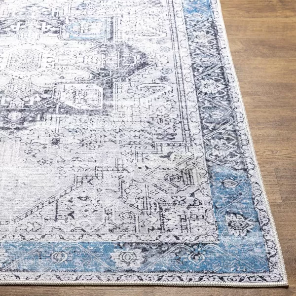 imageLivabliss Suri Vintage Washable Area Rug 53quot x 73quot Light GreyPurpleBright Blue