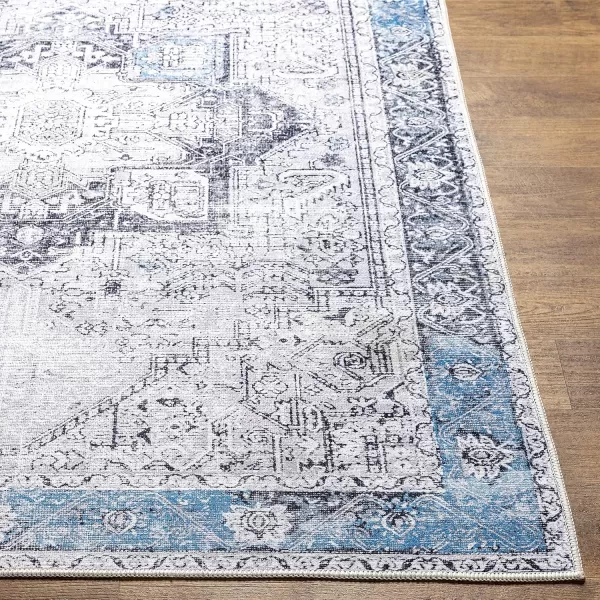 imageLivabliss Suri Vintage Washable Area Rug 53quot x 73quot Light GreyPurpleBright Blue