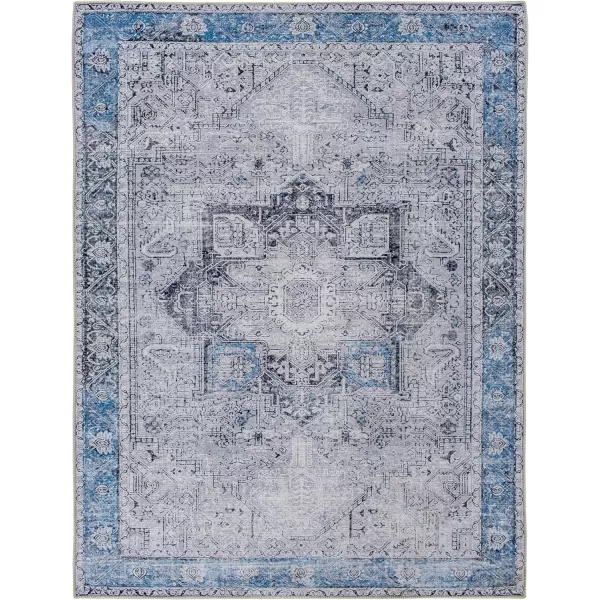 imageLivabliss Suri Vintage Washable Area Rug 53quot x 73quot Light GreyPurpleBright Blue