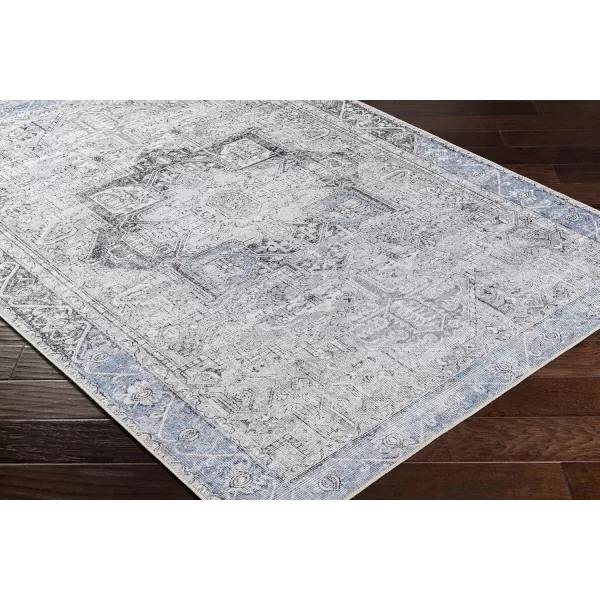 imageLivabliss Suri Vintage Washable Area Rug 53quot x 73quot Light GreyPurpleBright Blue