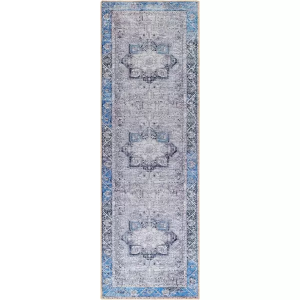 imageLivabliss Suri Vintage Washable Area Rug 53quot x 73quot Light GreyPurpleBright Blue