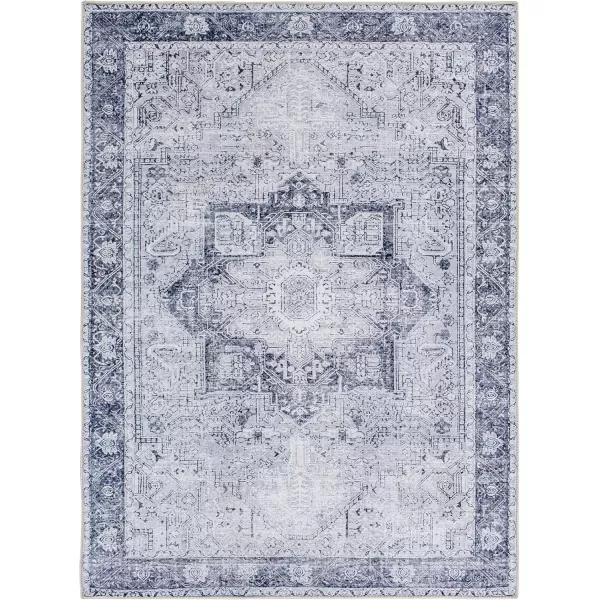 imageLivabliss Suri Vintage Washable Area Rug 53quot x 73quot Light GreyPurpleCharcoal