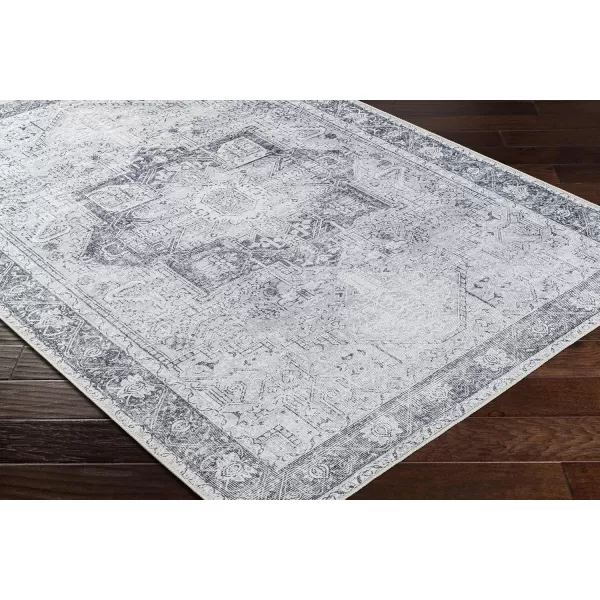 imageLivabliss Suri Vintage Washable Area Rug 53quot x 73quot Light GreyPurpleCharcoal