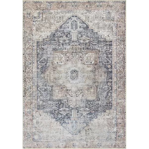 imageLivabliss Suri Vintage Washable Area Rug 53quot x 73quot Light GreyPurpleLight GreyPurple