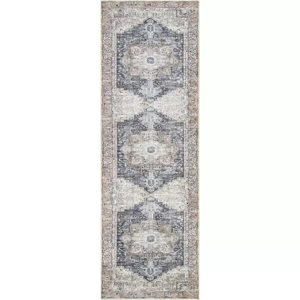 imageLivabliss Suri Vintage Washable Area Rug 53quot x 73quot Light GreyPurpleLight GreyPurple