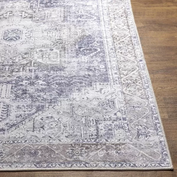 imageLivabliss Suri Vintage Washable Area Rug 53quot x 73quot Light GreyPurpleLight GreyPurple