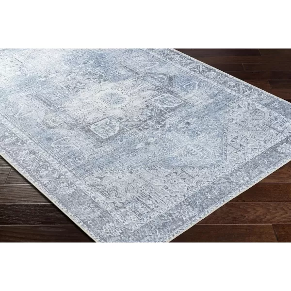 imageLivabliss Suri Vintage Washable Area Rug 53quot x 73quot Light GreyPurpleSky Blue