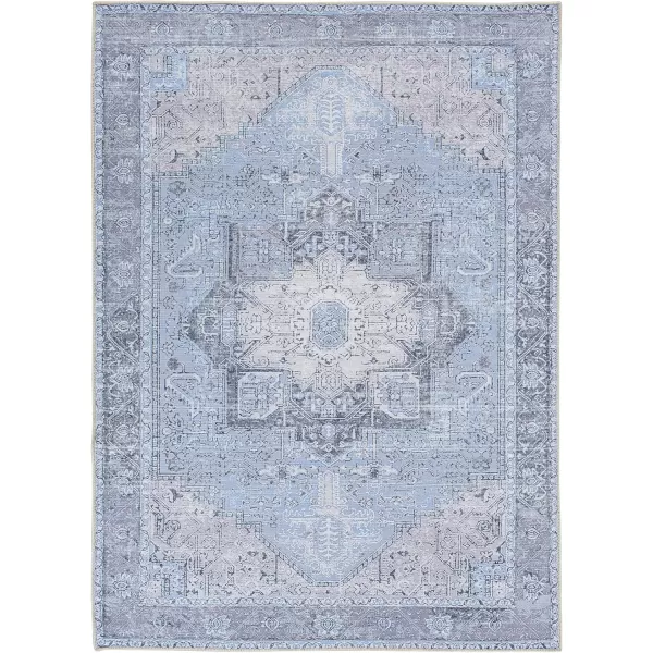 imageLivabliss Suri Vintage Washable Area Rug 53quot x 73quot Light GreyPurpleSky Blue