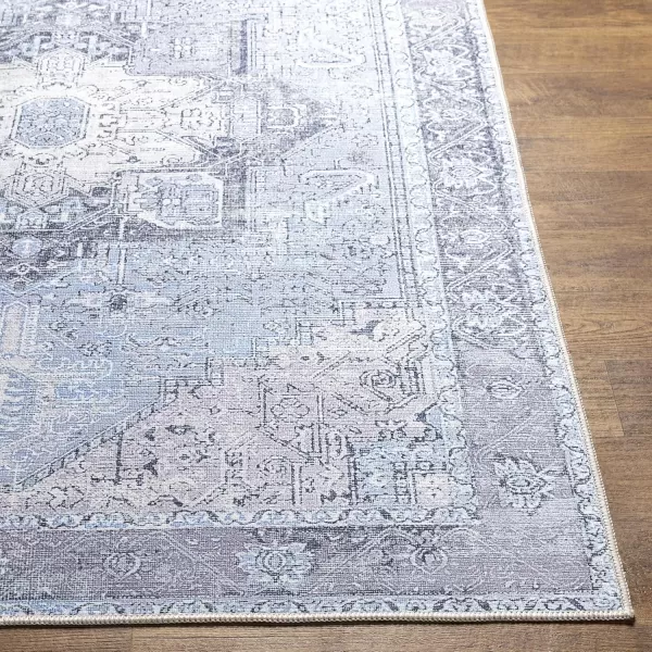 imageLivabliss Suri Vintage Washable Area Rug 53quot x 73quot Light GreyPurpleSky Blue