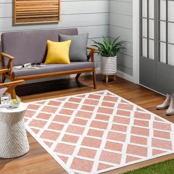 imageLivabliss San Diego Geometric Outdoor Area Rug53quot x 7TanRustOffwhite