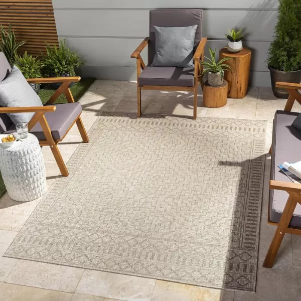 imageLivabliss Sawyer Boho Diamond Outdoor Area Rug 53quot x 7 KhakiKhaki