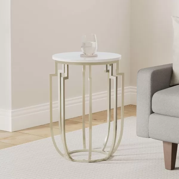 imageArtistic Weavers Gatsby Contemporary Marble End Table 25quot H W x 19quot D Champagne