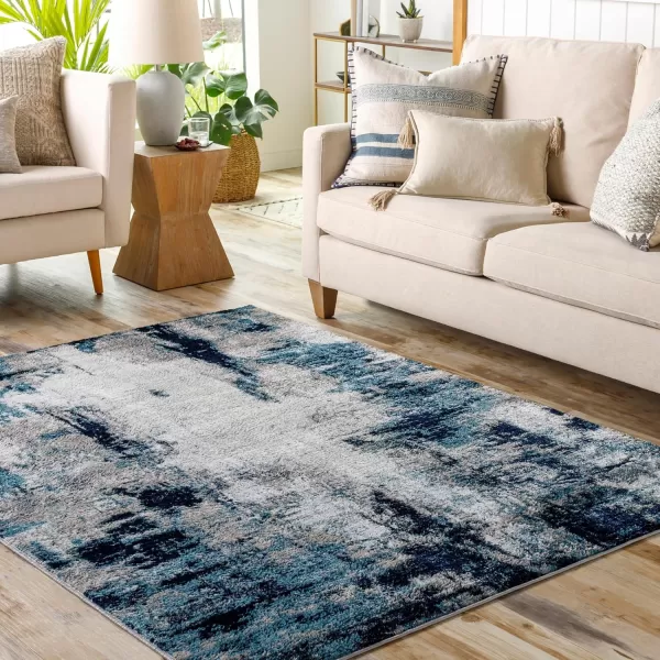 imageLivabliss Houda Modern Abstract Area Rug 53quot x 73quot Silver GrayAqua