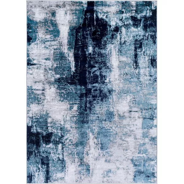 imageLivabliss Houda Modern Abstract Area Rug 53quot x 73quot Silver GrayNavyAqua