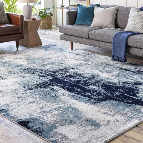 imageLivabliss Houda Modern Abstract Area Rug 53quot x 73quot Silver GrayNavyAqua