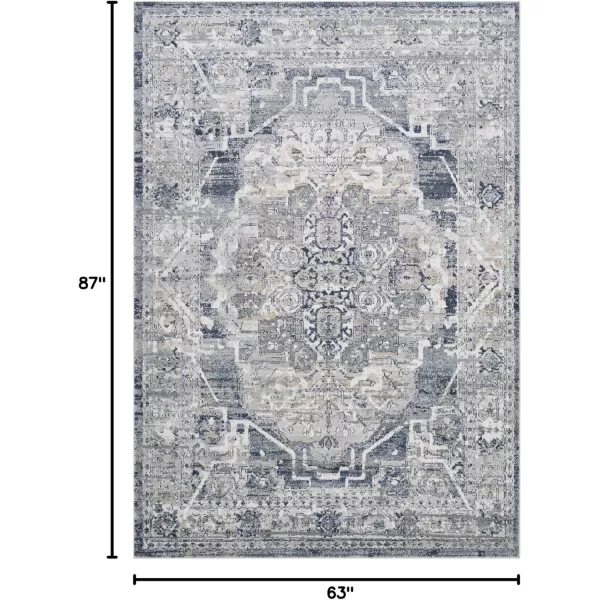 imageLivabliss Raii Vintage Textured Area Rug 53quot x 73quot TaupeNavyGrayDark Blue