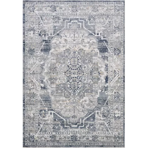 imageLivabliss Raii Vintage Textured Area Rug 53quot x 73quot TaupeNavyGrayDark Blue