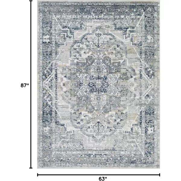 imageLivabliss Raii Vintage Textured Area Rug 53quot x 73quot TaupeNavyTaupeNavy