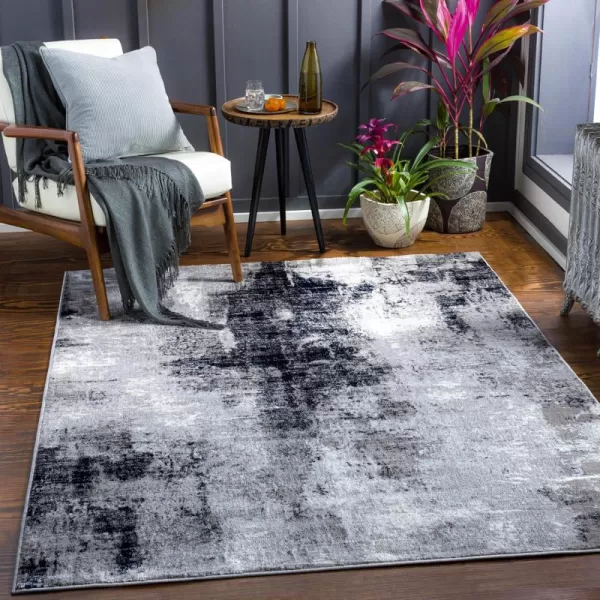 imageLivabliss Houda Modern Abstract Area Rug 53quot x 73quot Silver GrayBlackNavy