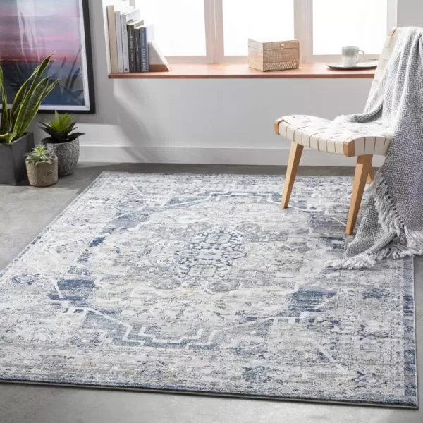 imageLivabliss Raii Vintage Textured Area Rug 53quot x 73quot TaupeNavyGrayDark Blue