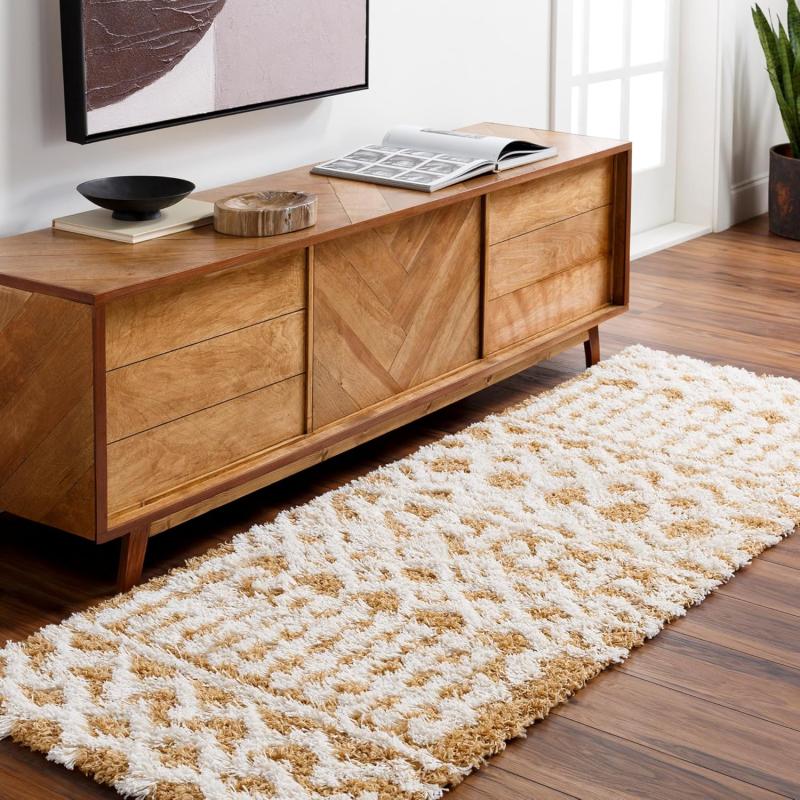 imageLivabliss Hapsburg Moroccan Shag Area Rug 67quot Square BeigeCamel