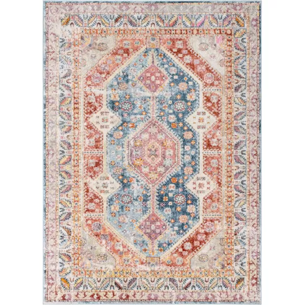 imageLivabliss Brogan Vintage Rustic Area Rug710quot x 103quotIvoryBlueRust