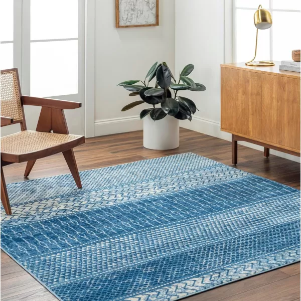 imageLivabliss Hana Modern Moroccan Area Rug67quot SquareSilver GreyBright Blue