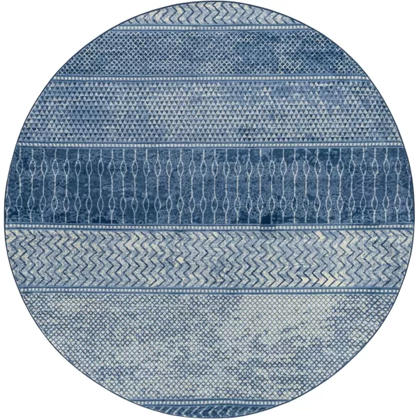 imageLivabliss Hana Modern Moroccan Area Rug67quot SquareSilver GreyBright Blue