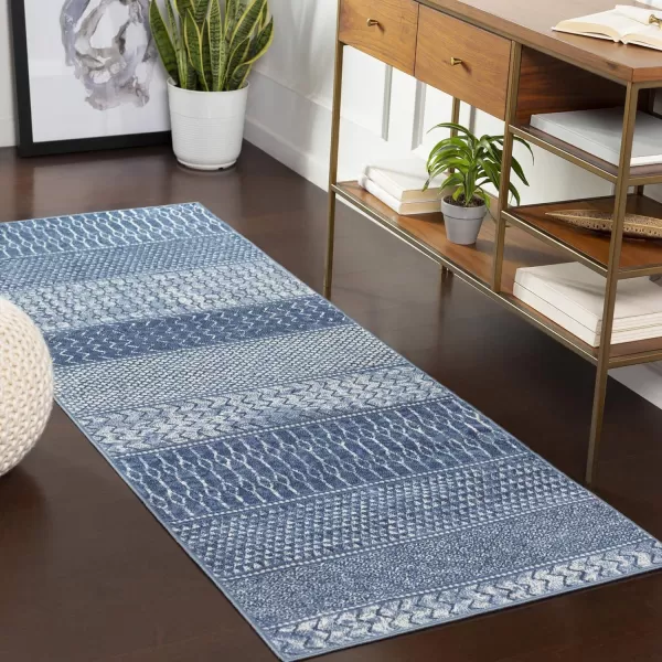 imageLivabliss Hana Modern Moroccan Area Rug67quot SquareSilver GreyBright Blue