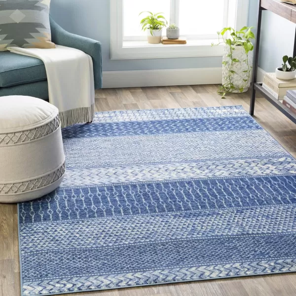 imageLivabliss Hana Modern Moroccan Area Rug67quot SquareSilver GreyBright Blue