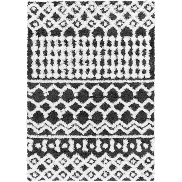 imageLivabliss Hapsburg Moroccan Shag Area Rug 67quot Square BeigeBlackWhite