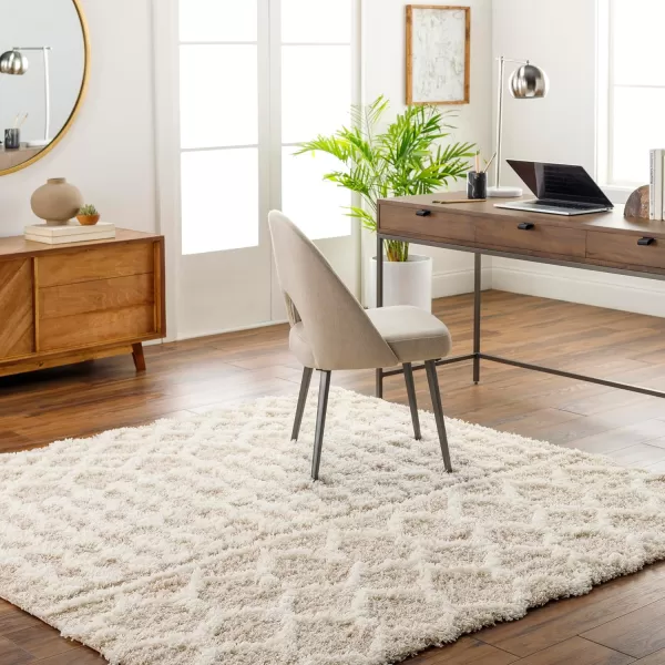 imageLivabliss Hapsburg Moroccan Shag Area Rug 67quot Square BeigeBlackWhite
