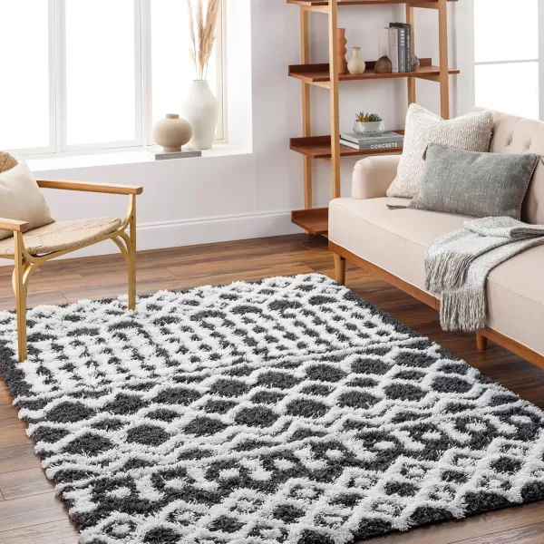 imageLivabliss Hapsburg Moroccan Shag Area Rug 67quot Square BeigeBlackWhite