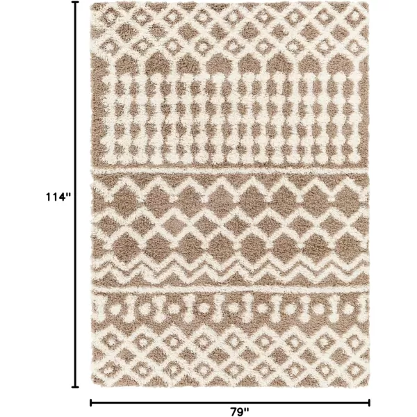 imageLivabliss Hapsburg Moroccan Shag Area Rug 67quot Square BeigeDark Brown