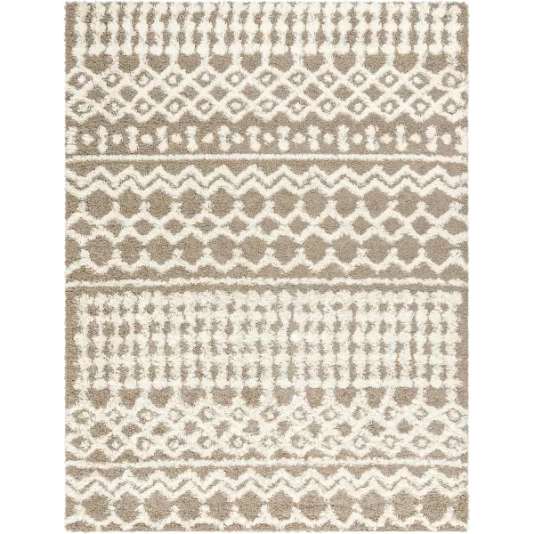 imageLivabliss Hapsburg Moroccan Shag Area Rug 67quot Square BeigeMedium Brown