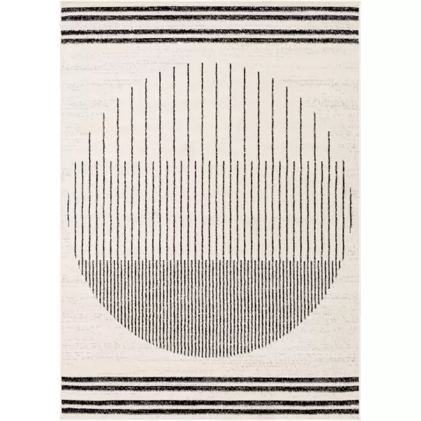 imageLivabliss Penrod Modern Geometric Runner Area Rug27quot x 73quotBlackIvory5 x 7