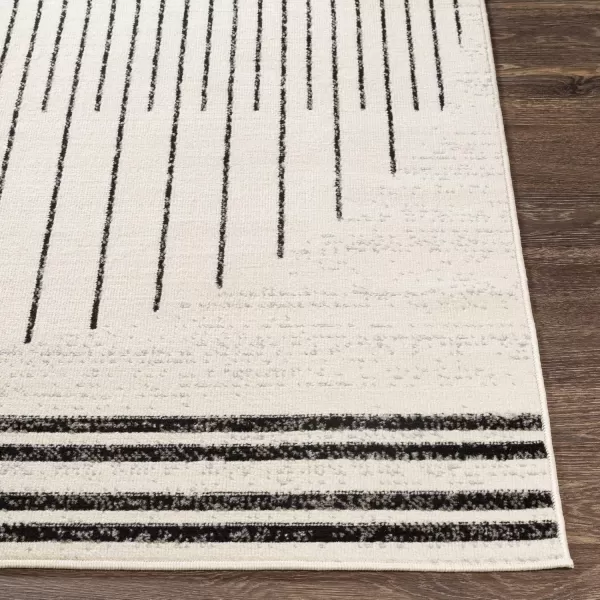 imageLivabliss Penrod Modern Geometric Runner Area Rug27quot x 73quotBlackIvory5 x 7